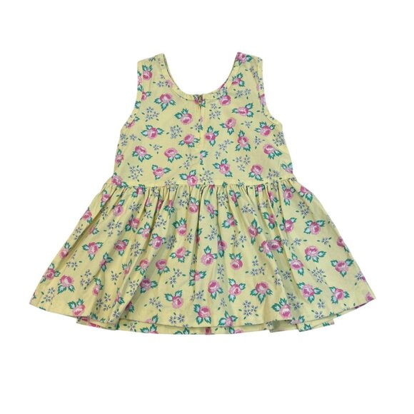 Lacoste Girls Yellow Floral Cotton Dress 4T With Back Buttons & Pockets - Picture 2 of 7